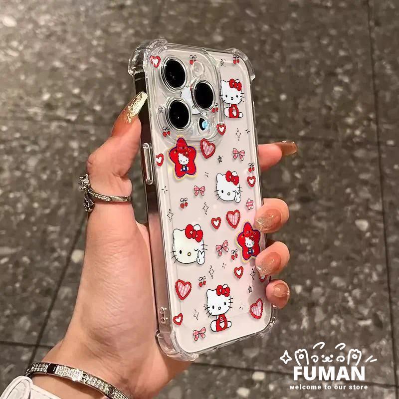 น่ารัก HelloKitty สี่มุมเคสโทรศัพท์สําหรับ Realme GT Neo 7X 7 6 5 SE 3T 3 2 2T GT7 GT6 GT5 GT3 GT2 Pro Master Q5X Q5 Q3 Pro Q3i Q2 Q2 Q2 Q2 Q2 5G การ์ตูนกันกระแทก ปลอก ปลอก ปลอก