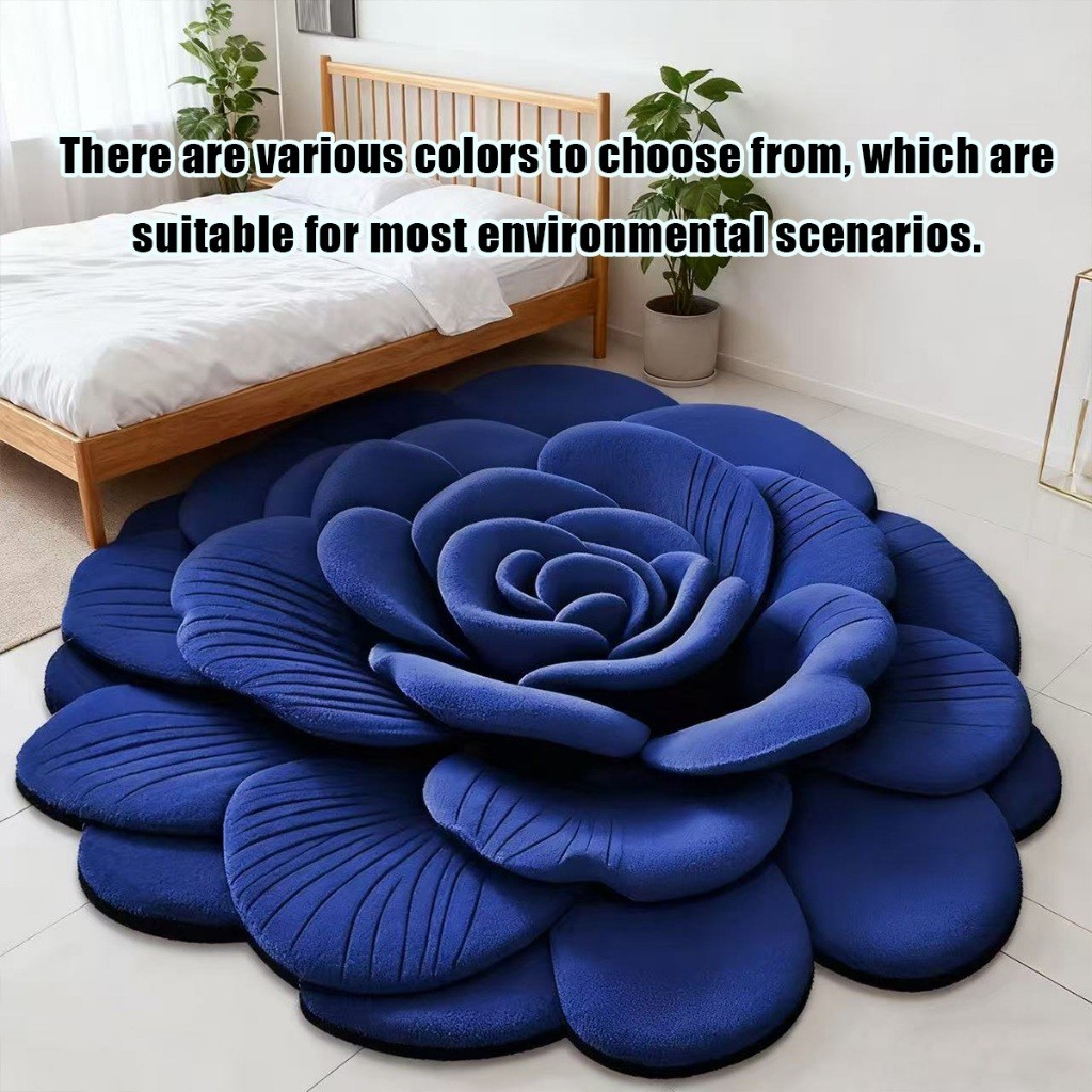 รับคูปองก่อนสั่ง！ 40*40CM/60*60CM พรมดอกไม้ พรมปูพื้น 3D คริสตัลกำมะหยี่ ดูดน้ำได้ กันลื่นได้ สำหรัยห้องน้ำ ห้องนอน