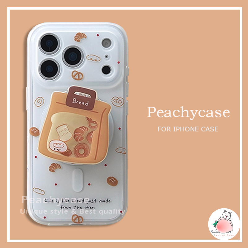 INS Slippable Donut Croissant ที่วางขนมปังขาตั้งเคสโทรศัพท์แม่เหล็กสําหรับ iPhone 17 16 15 14 Pro Max 13 TPU Shock Proof 2 in 1 Mobile ฝาหลัง