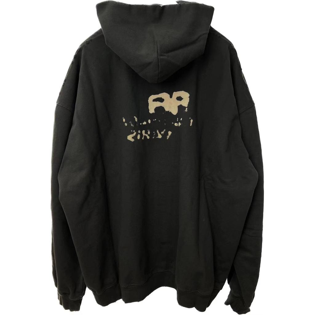 Hoodie Balenciaga ฤดูใบไม้ผลิ/ฤดูร้อน สีดํา ลายBB LetterSplash Ink รหัส620973