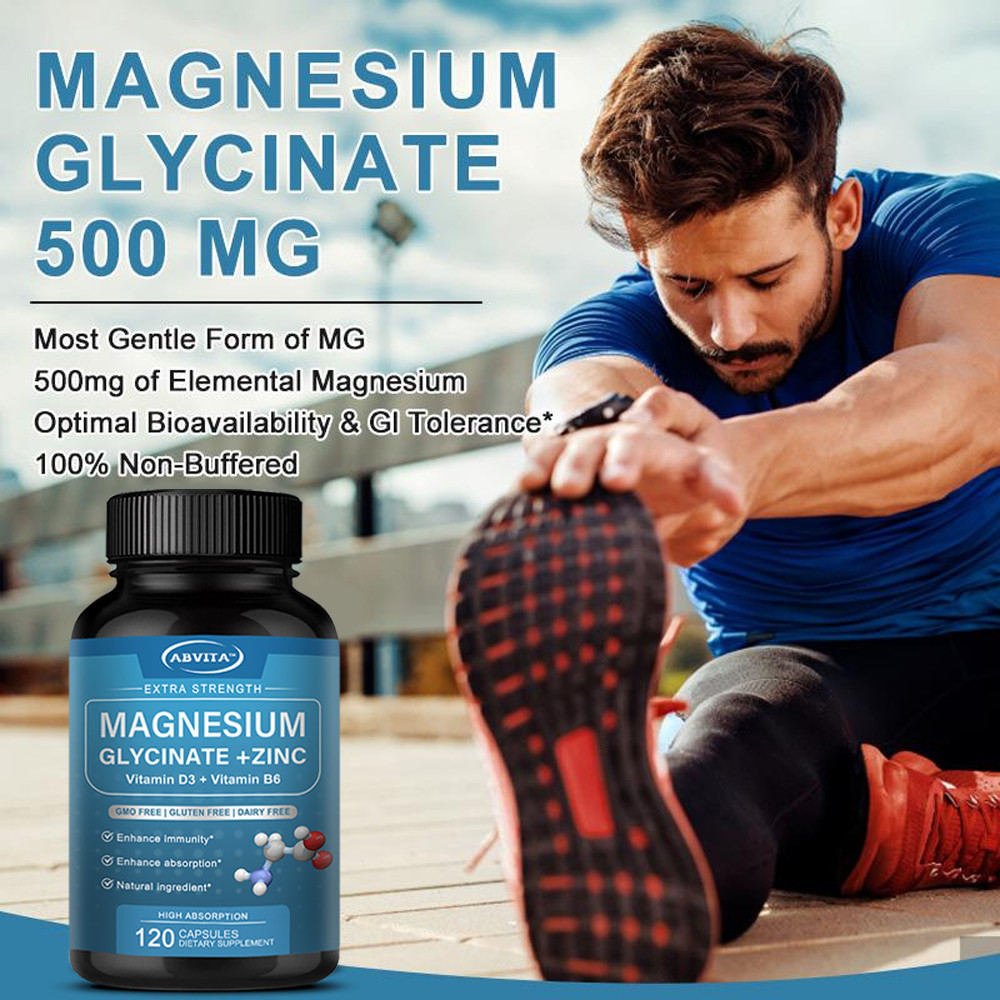 ABVITA แมกนีเซียมกลีซิเนท 500mg + สังกะสี 7.5mg 120 แคปซูล วิตามิน D3 25mcg B6 30mg - รูปที่ 3