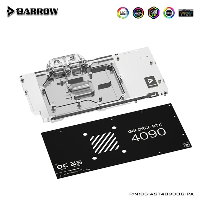 BARROW บล็อกน้ําและแผ่นหลังสําหรับ ASUS TUF RTX 4090 O24G OG GAMING GPU การ์ดทองแดงหม้อน้ําระบายความ