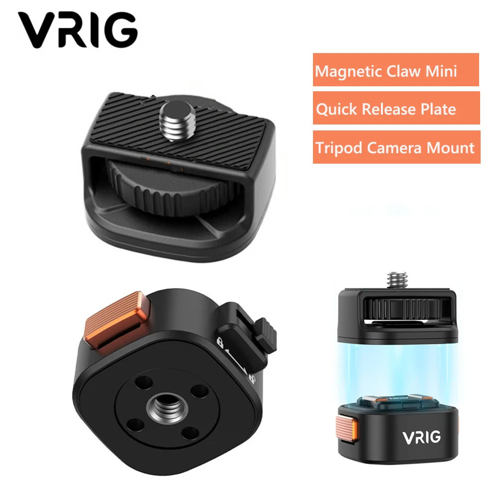 VRIG Magnetic Quick Release กล้อง Mount Adapter w 1/4 "Quick Setup Kit สําหรับ DJI Osmo Pocket3,Insta360 X5/X4/X3 ขาตั้งกล้อง Monopod