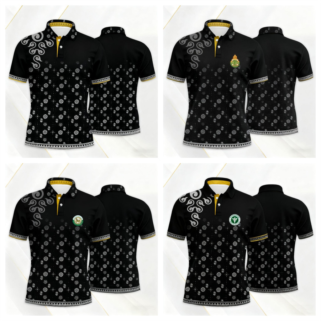 เสื้อโปโลสีดำพิมพ์ลาย สไตล์ผู้ชาย ใส่ได้ทุกโอกาส