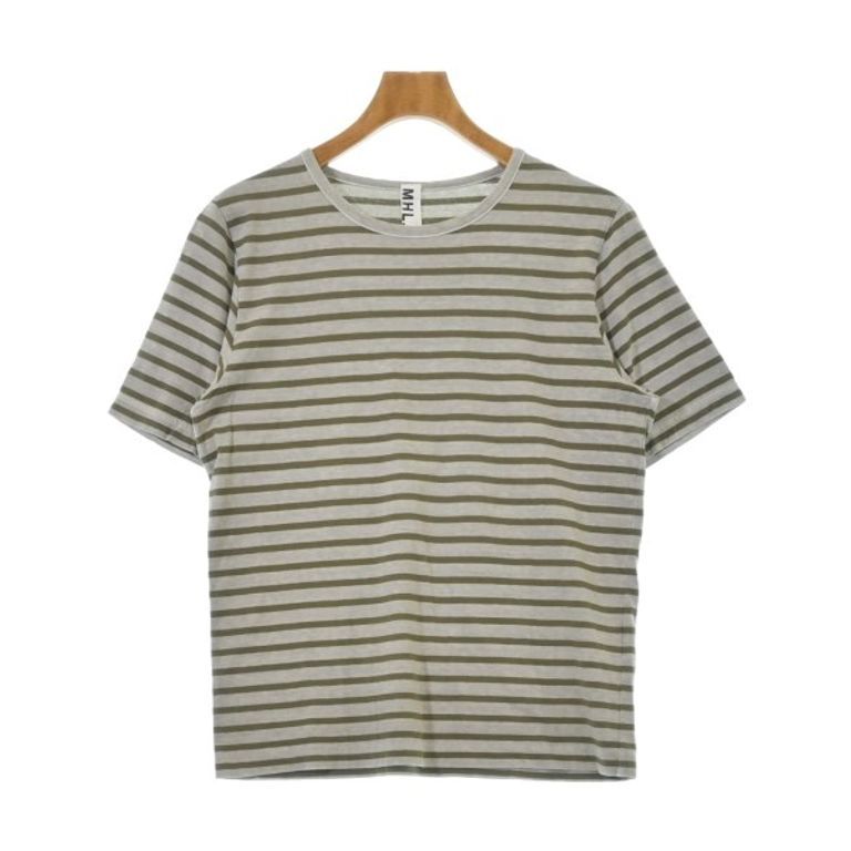 MHL. Tshirt Shirt khaki gray beige Striped Direct from Japan Secondhand