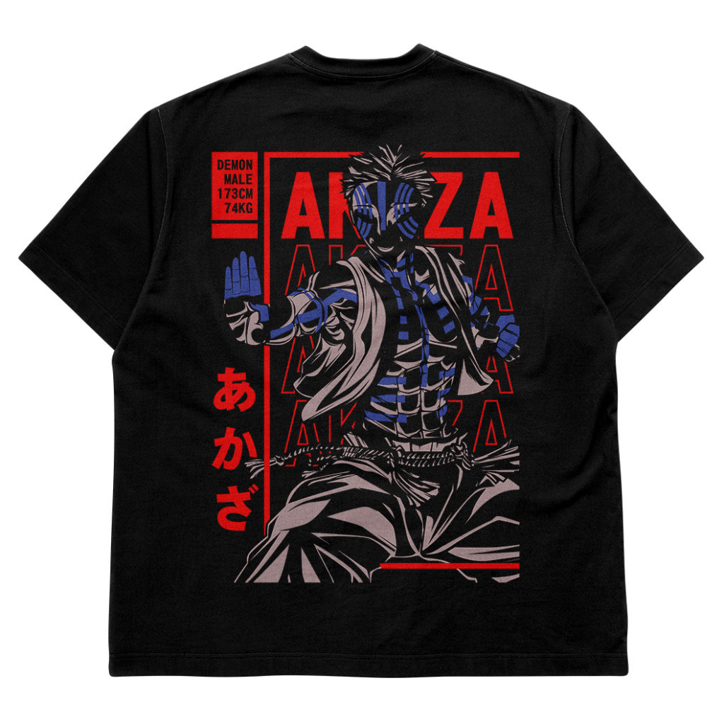 UNISEX BAJU ANIME AKAZA DEMON SLAYER เสื้อยืดมังงะ Akaza พิมพ์ผ้าฝ้ายแขนสั้น TEE TOPS