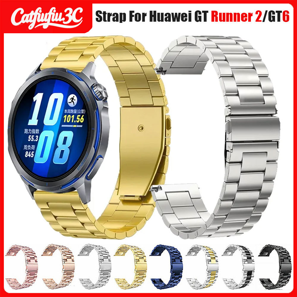 สายเหล็กสําหรับ Huawei GT Runner 2 สร้อยข้อมือสําหรับนาฬิกา Huawei GT6 pro 46 มม.Huawei GT5 GT4 GT3 46 มม.สายนาฬิกาสแตนเลส