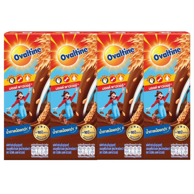 โอวัลตินนมยูเอชทีช็อกโกแลตมอลต์ 180มล. แพค4 Ovaltine Chocolate Malt Uht 180ml. Pack4 [หมายเลขบาร์โค้ด 7612100053812 ]