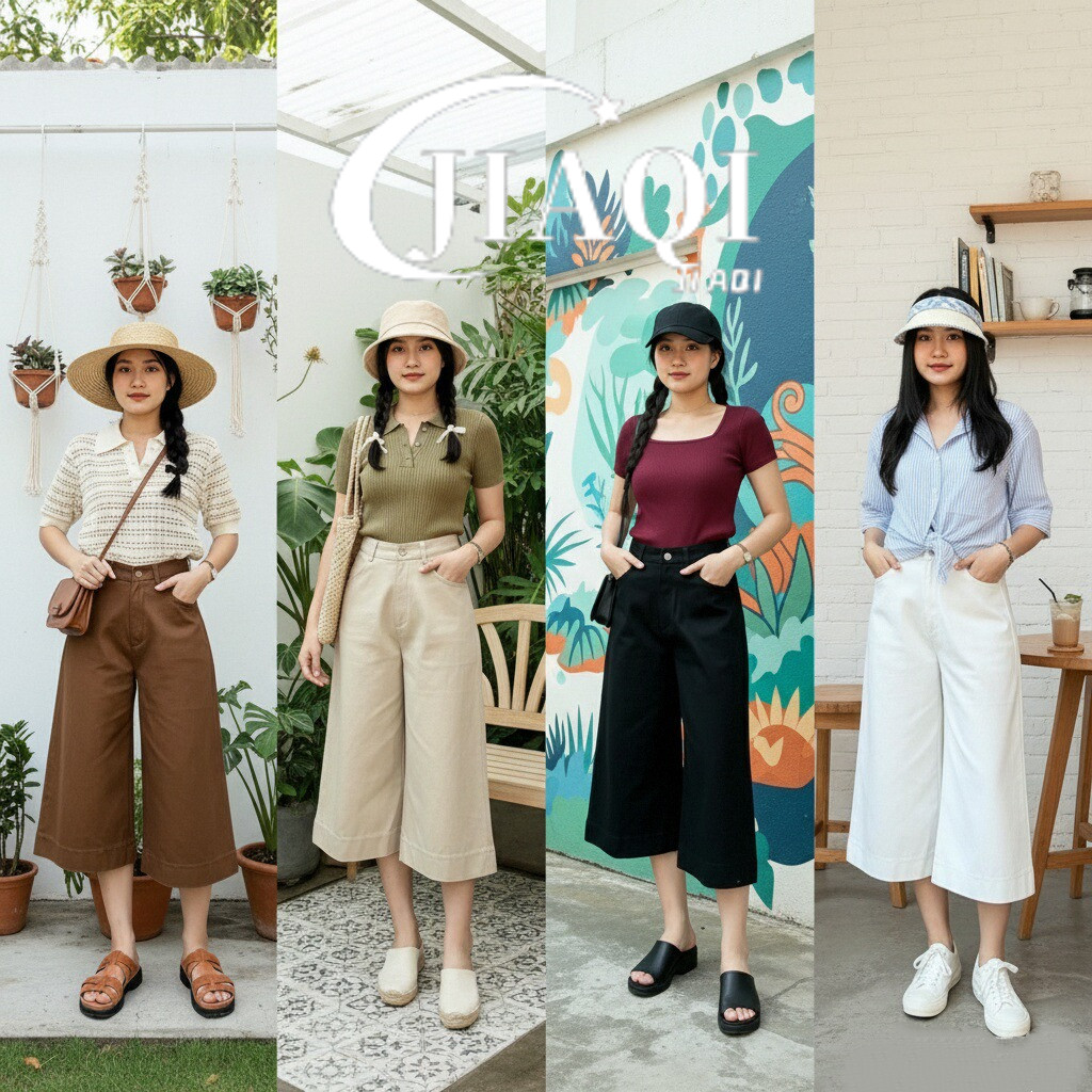 ✨JIAQI รุ่นเบนจามิน กางเกงขากระบอก4ส่วน ผ้าคอตตอนยีนส์ ยาว29-30นิ้ว สีหลากหลาย ดีไซน์คลาสสิก ผ้าแน่นทนทาน ไม่ย้วยไม่ยับ