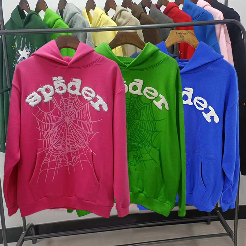 TRJ6 Sp5der Spider Web Heavyweight 450G Pastry Hoodie โฟมพิมพ์เสื้อกันหนาว