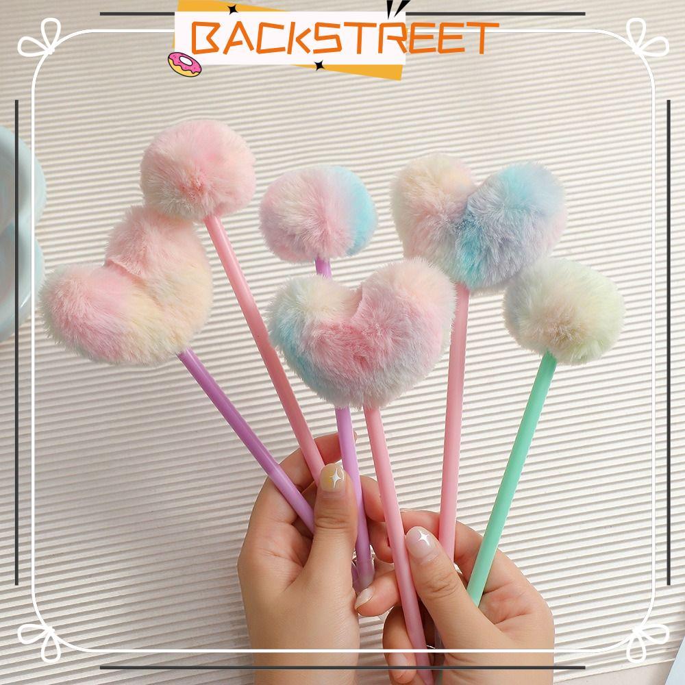 BACKSTAGE Gel Pen, Painting Supplies Round/Heart Shaped Ball Neutral Pen, Fashion With Plush Ball 0.