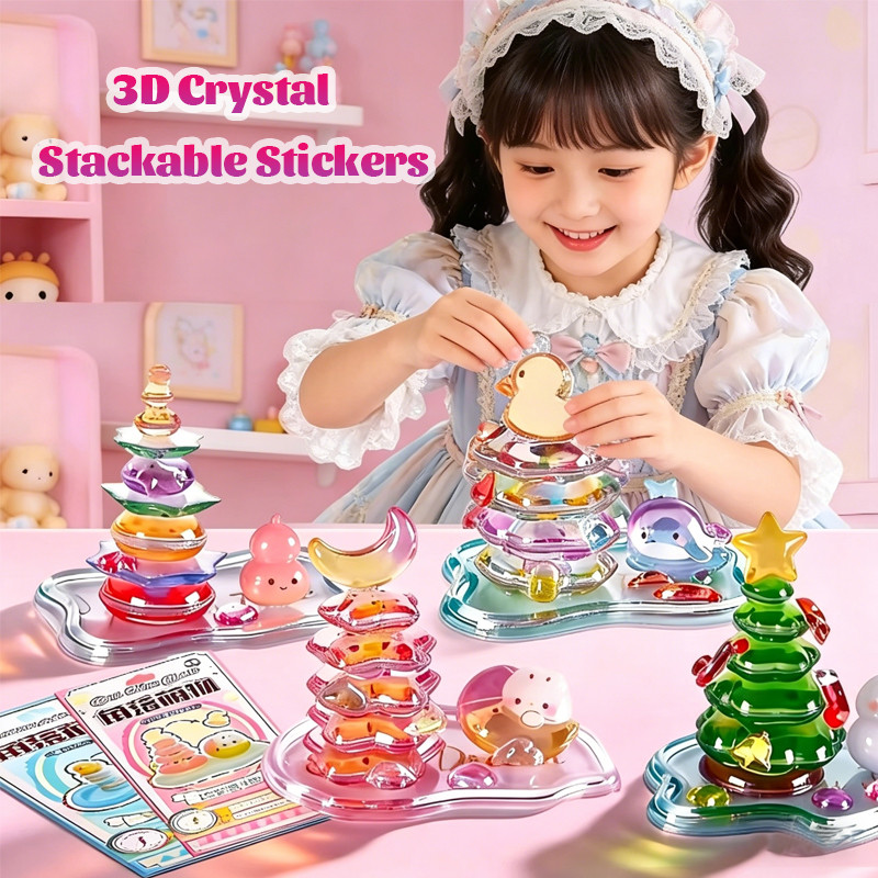 GeeToy 3D คริสตัลวางซ้อนกันได้สติกเกอร์น่ารักนูน ทําเอง เครื่องประดับทําด้วยมือการศึกษาฟองสติกเกอร์สําหรับเด็กงานฝีมือตกแต่งของขวัญ