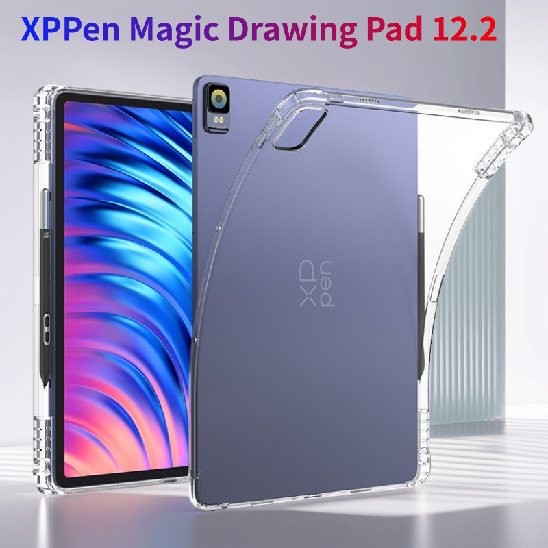 ปลอกสําหรับ XPPen Magic Drawing Pad 12.2" พร้อมผู้ถือปากกา Soft TPU โปร่งใสนุ่มสําหรับ XPPen ปลอก Sl