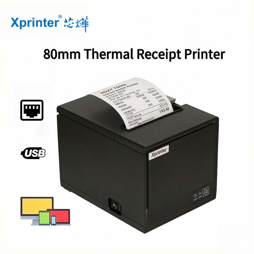 Xprinter เครื่องพิมพ์ใบเสร็จ 80 มม. USB + LAN Thermal POS Printer ตัดอัตโนมัติ