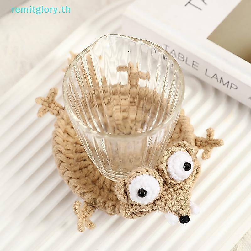 Remitglory โครเชต์สัตว์ Coaster น่ารัก Handmade Non-Slip Cup Pad สําหรับร้านกาแฟเคาน์เตอร์ทุกวันตกแต่งบ้าน TH