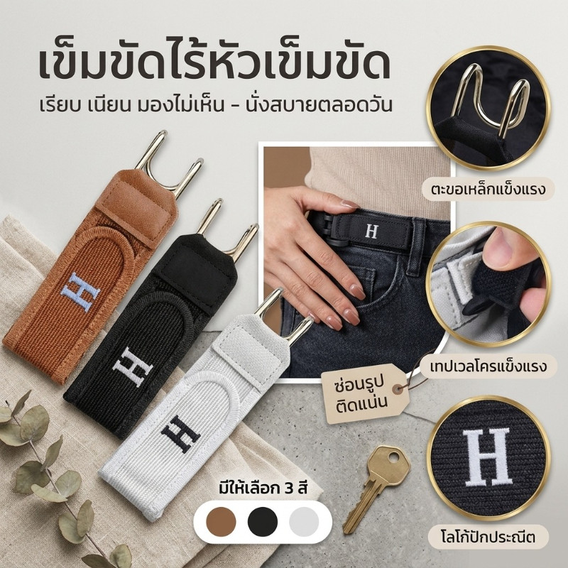 เข็มขัดยางยืดไร้หัวเข็มขัด ปรับขนาดได้ ยืดหยุ่นสูง ใส่ง่าย สบายเอว สำหรับผู้หญิงและผู้ชาย