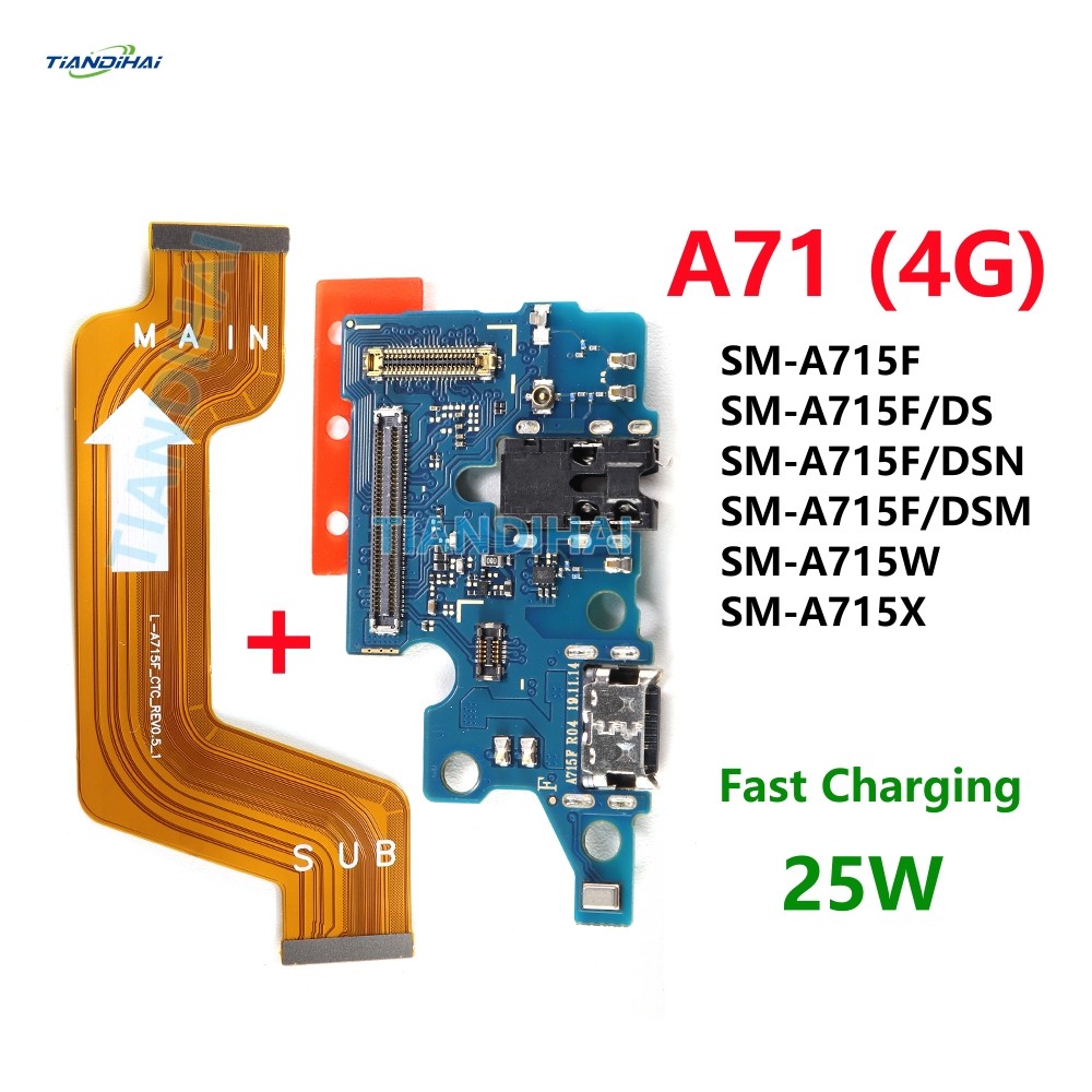 USB ชาร์จหลักสาย Charger Dock พอร์ตสําหรับ Samsung Galaxy A71 4G A715F A715F/DS A715 เมนบอร์ด Flex C