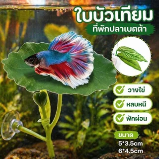 ใบไม้เทียมตกแต่งตู้ปลา ที่นอนปลากัด ใบบัวปลอม พืชน้ำเทียม ที่หลบซ่อน วางไข่
