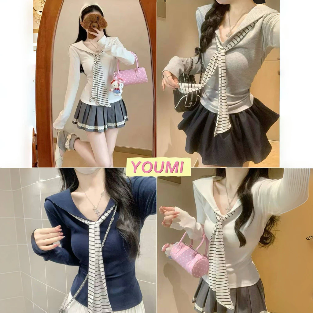 ส่งจากไทยทุกวัน เสื้อยืดแขนยาวผู้หญิง สีพื้น น่ารักๆ สไตล์เกาหลี ผ้ายืด นุ่ม มีสีให้เลือกมากมาย