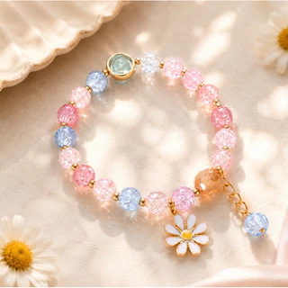 สร้อยข้อมือคริสตัล ลายดอกเดซี่ สไตล์เกาหลี มินิมอล เสริมดวงความรัก ของขวัญวันเกิด พร้อมกล่อง