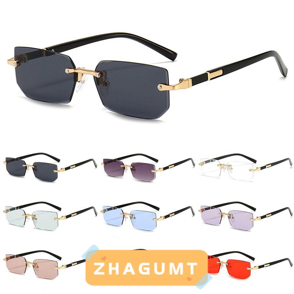 ZHAGUMT366KB แว่นตากันแดดไร้กรอบ, Y2K UV400 ป้องกันแว่นตากันแดดสี่เหลี่ยมผืนผ้าไม่มีขอบ, แว่นตา Retro สําหรับผู้หญิงและผู้ชาย