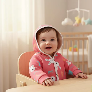 Babyonline(Y363)2I2-3 (ส่งด่วน1วัน)เสื้อแขนยาวกันหนาวมีฮู้ดสำหรับเด็กผู้ชายและผู้หญิงแบบกระดุมหน้า ด้านในบุขนนิ่ม