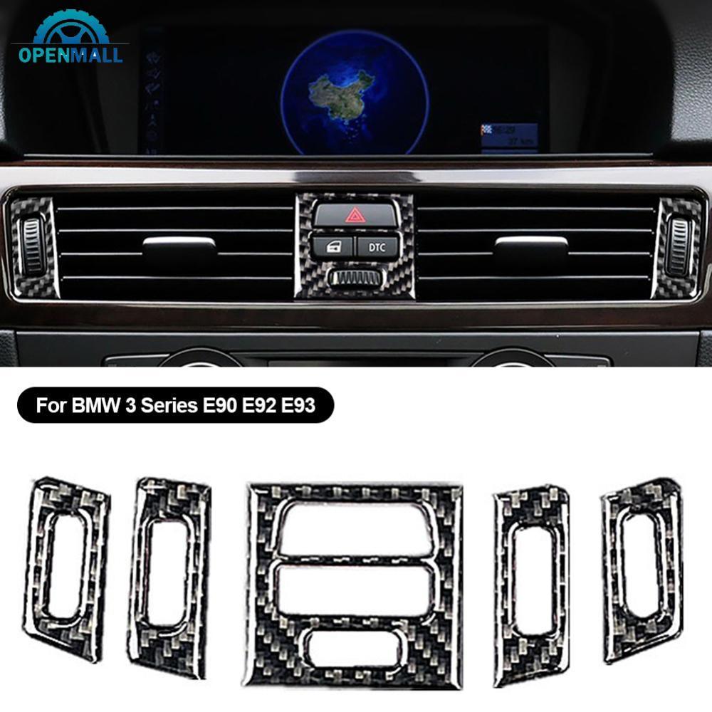 OPENMALL 5 ชิ้นคาร์บอนไฟเบอร์ภายในรถ Auto ภายในสติกเกอร์ Central Air Vent Outlet Trims อุปกรณ์เสริมส