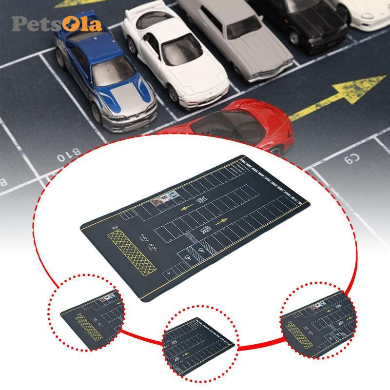 [PETSOLA] 1/64 Scale Parking Lot Pad Mini Car Garage Scene Mat Mini Diecast Car Garage