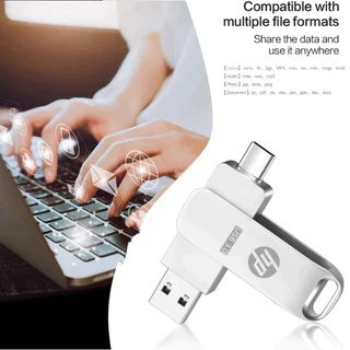 【ส่งเร็ว】ฮาร์ดดิสก์แฟลช HP 2 in 1 อัลลอยสีเงิน พกพาง่าย ความเร็วสูง ความจุขน เข้ากันได้กับอุปกรณ์ทุกชนิด
