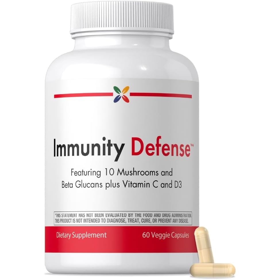 หยุด Aging Now - Immune Support - พร้อมวิตามินซี, วิตามิน D3 และ Mushroom Complex - 60 แคปซูลมังสวิร