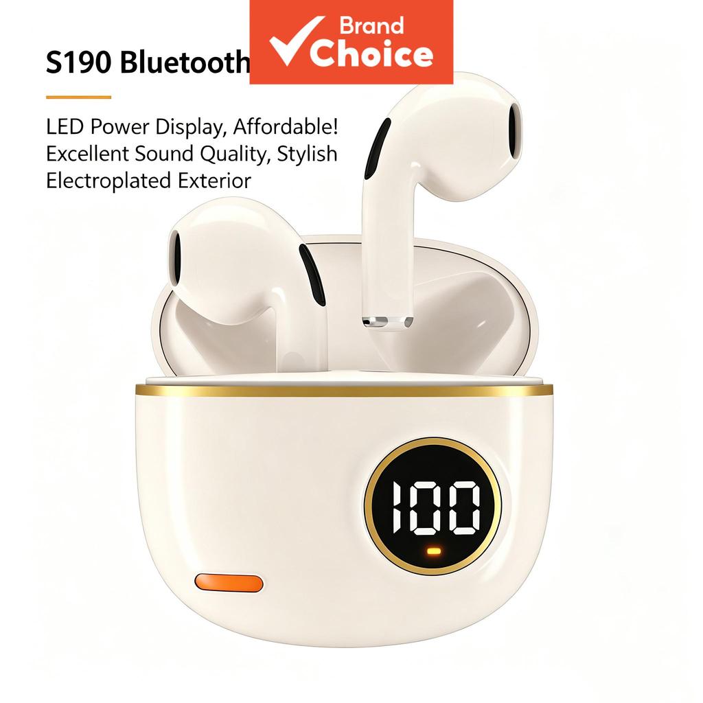 SPRISE S190 หูฟัง TWS ไร้สายบลูทูธ 5.3 หูฟัง LED จอแสดงผลดิจิตอลชาร์จกรณี 24H เวลาเล่นสูงโหมดเกม Semi-In-Ear หูฟังสเตอริโอชุดหูฟัง