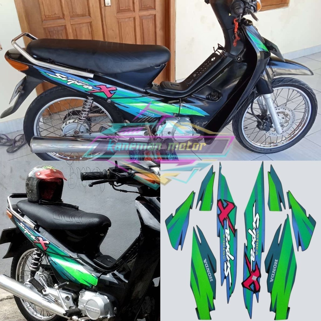 HIJAU Supra x 1999 สติ๊กเกอร์สีดําเขียว Striping