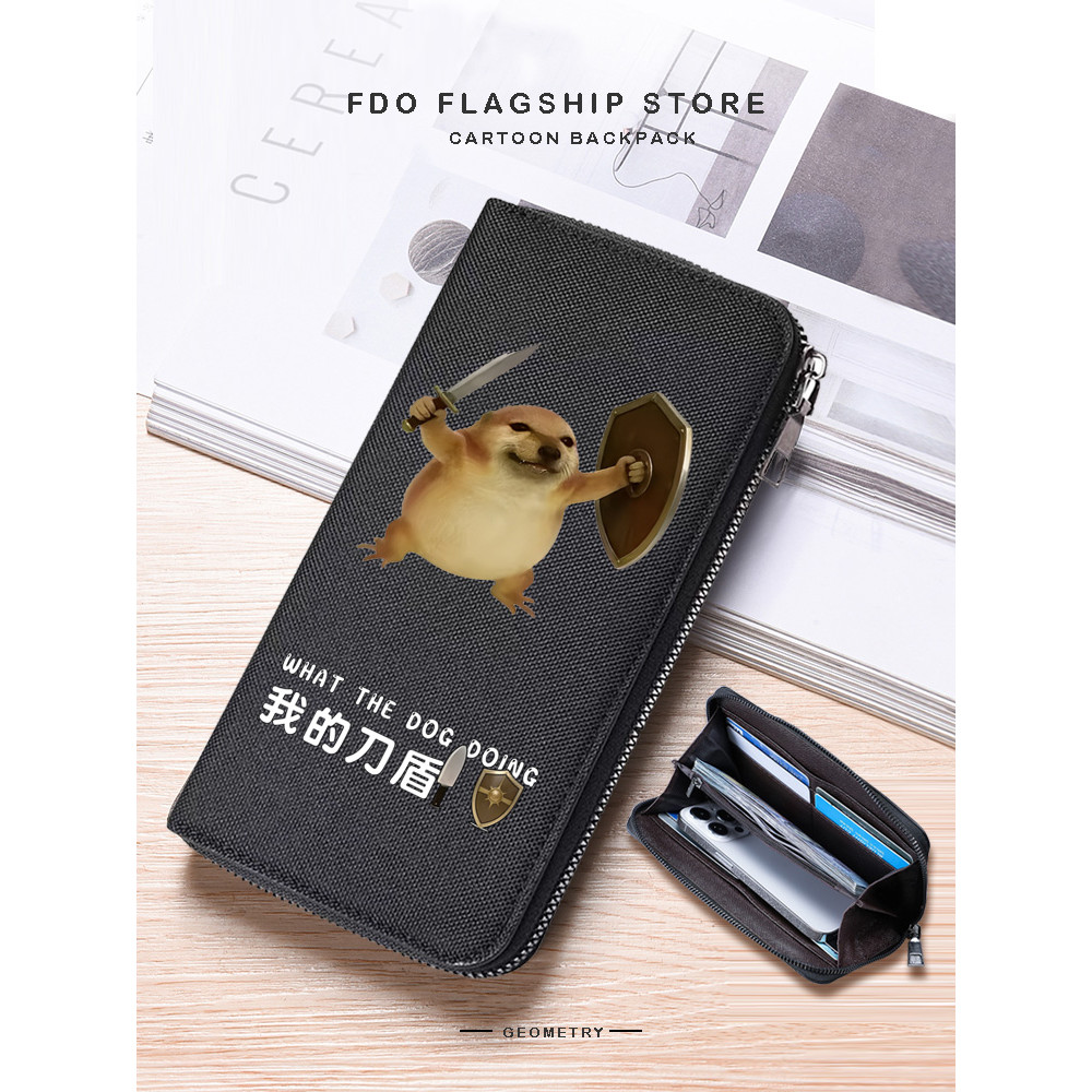 กระเป๋าตัง wallet My Knife Shield Boy Wallet Long Zipper Canvas Clutch Multifunctional Large-ความจุ 