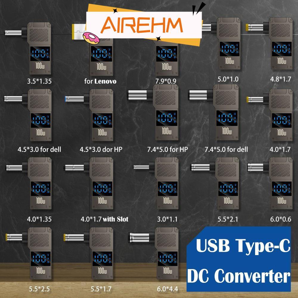 อะแดปเตอร์ AIRE1HM Type-C เป็น DC อัจฉริยะ PD 100W USB-C เป็น DC Converter, Fast Charging จอแสดงผลดิจิตอล Universal แล็ปท็อป Power Connector สําหรับ // Dell