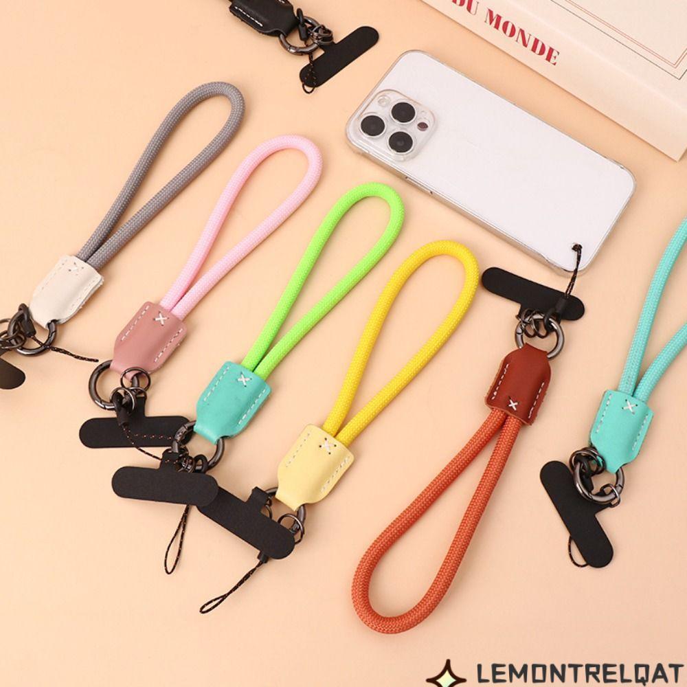 LEMONTRELQAT Phone Clip Lanyard, Nylon Pu Leather Head Braided Rope Phone Chain, Cute Women Fashion 