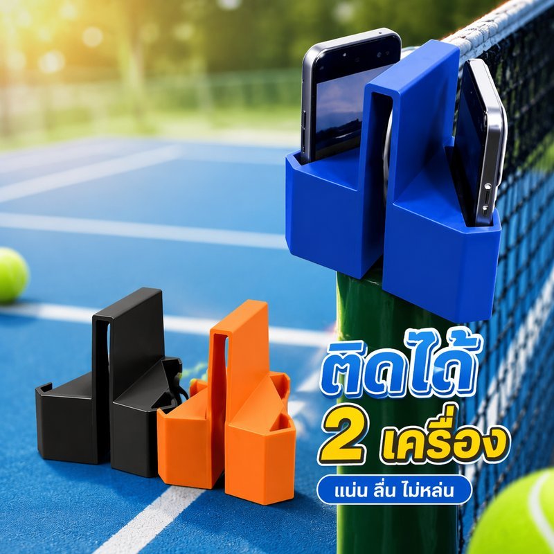 ขาตั้งโทรศัพท์ติดเสาตาข่ายเทนนิส แบดมินตัน จับมือถือคู่ บันทึกซ้อม มุมมองคู่ พกพา