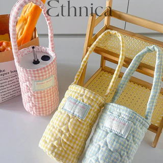 พร้อมส่ง💗กระเป๋าใส่แก้วน้ำกันความร้อน กันลวก เนื้อนุ่ม ป้องกันรอยขีดข่วน บุผ้าลายสก็อต พกพาสะดวก เหมาะสำหรับใช้งานกลางแจ