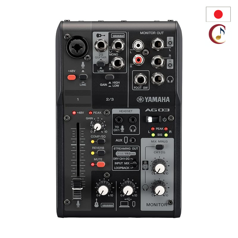 Yamaha AG03MK2 3-Channel Live Streaming Mixer and USB Audio Interface (Black/White)/From Japan /100%
