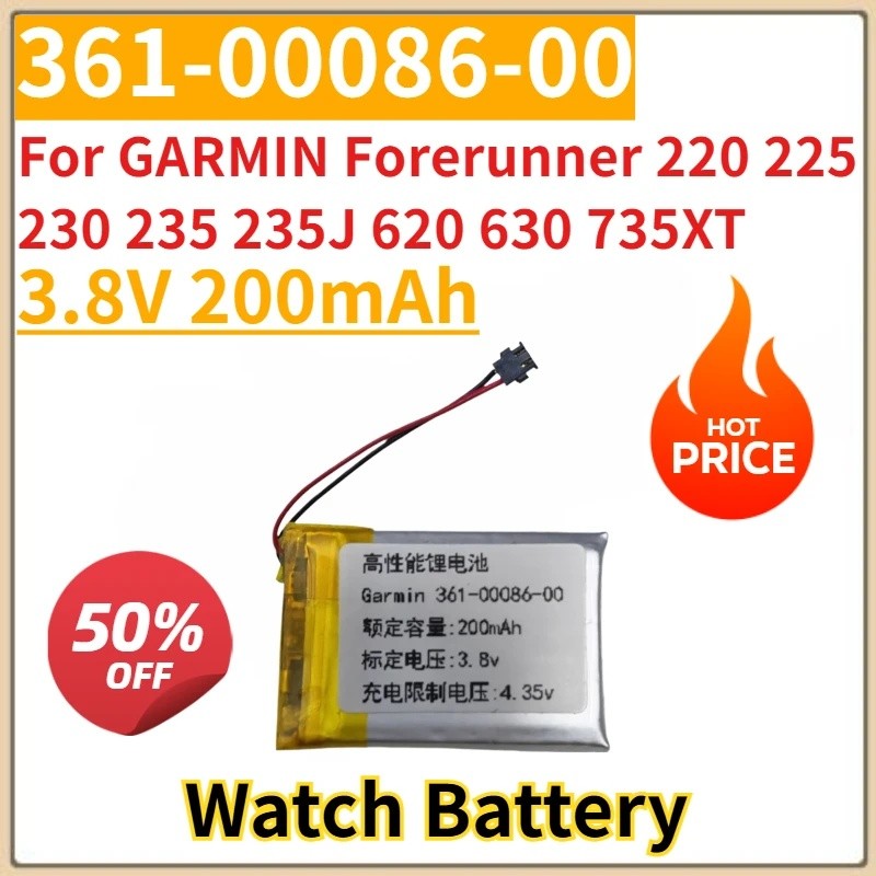 ใหม่เปลี่ยนแบตเตอรี่นาฬิกา 3.8V 200mAh 361-00086-00 สําหรับ GARMIN Forerunner 220 225 230 235 235J 6