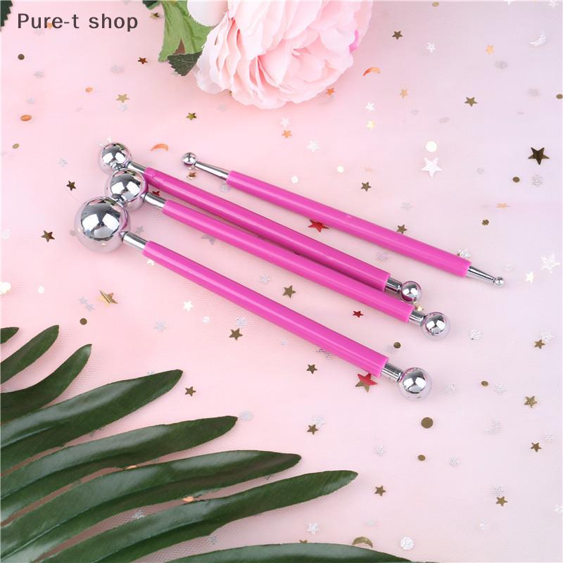 Pure-t shop 4 ชิ้น F Ondant ปากกาตกแต่งเค้กลูกบอลโลหะดอกไม้ Sugar Craft Modelling เครื่องมือ