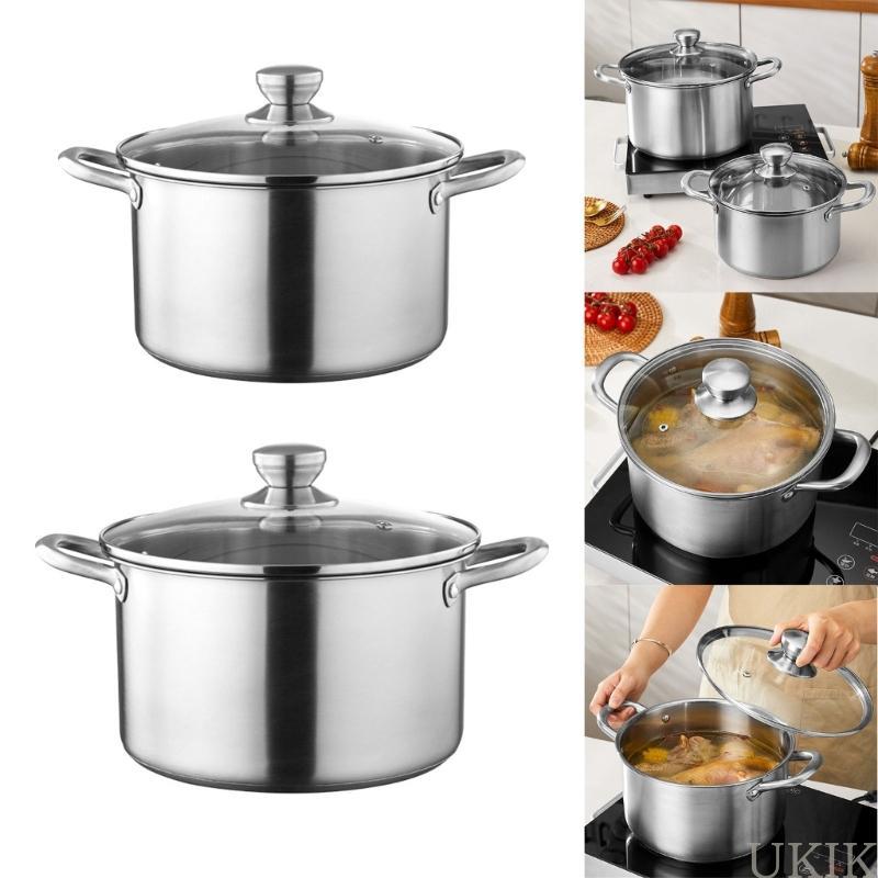 UKIK Cooking Pots ฝาปิดหม้อซุป Stockpots พร้อมฝาปิดเครื่องมือที่จําเป็นสําหรับทําอาหาร