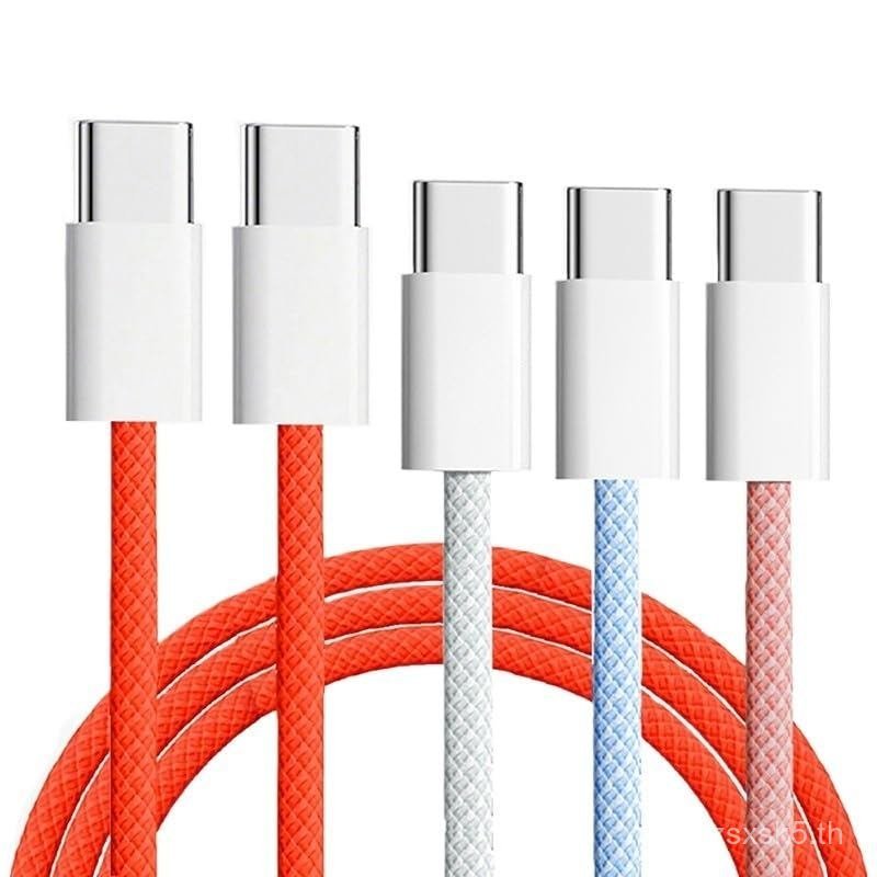 60W Fast USB C to Type C Cable Braided TPE-c Data Line สําหรับสายทนทาน (2m,สีขาว) PN4C