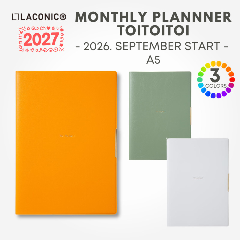 Laconic 2027 A5 Monthly Planner ToiToiToi, 2026 September start, Journal Stationery from Japan
