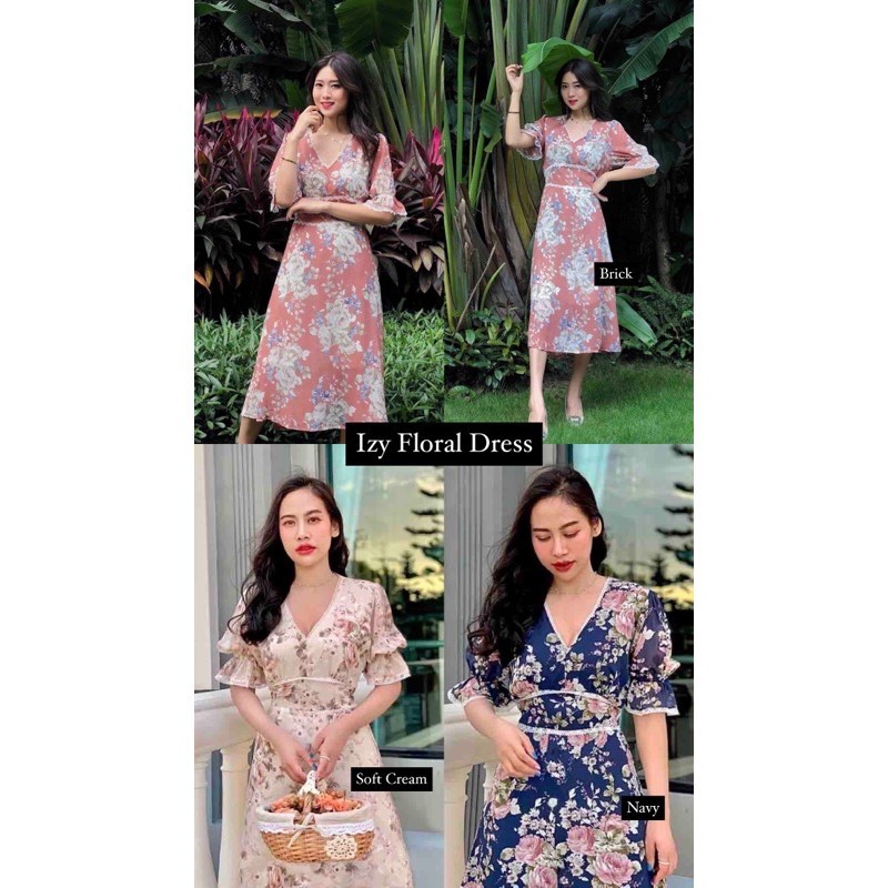 D0450 IZY FLORAL DRESS วินเทจ
