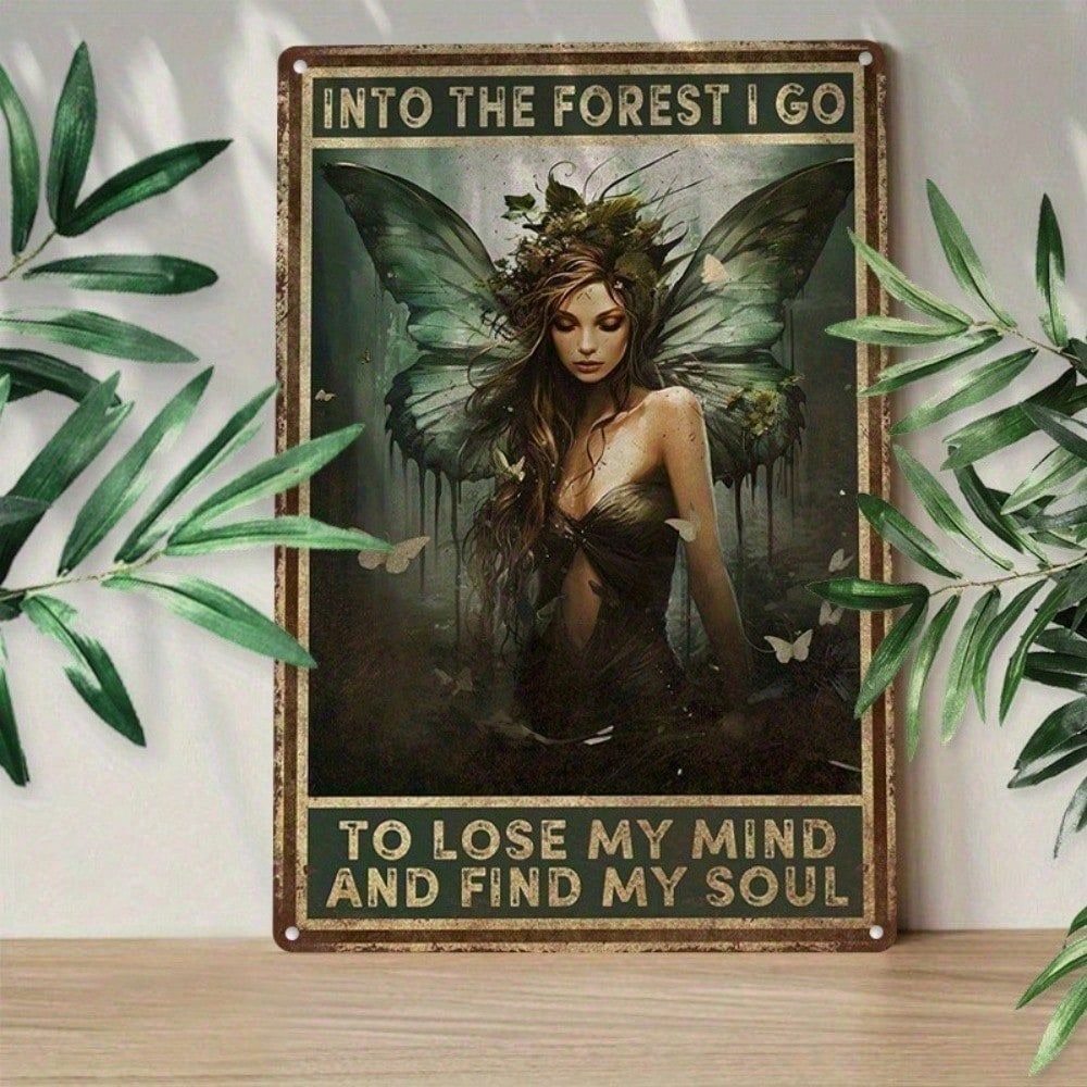 CIFbuy Enchanted Forest ป้ายดีบุก Rustic Wall Art คําคมสร้างแรงบันดาลใจสําหรับห้องครัวห้องนอนบาร์