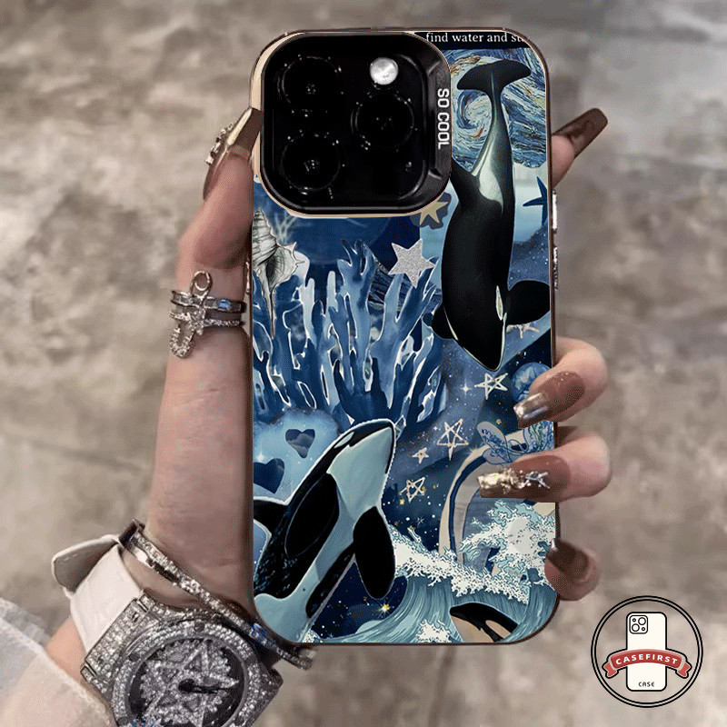 โล่กันกระแทกโทรศัพท์สีดำโลกใต้ทะเล เคสไอโฟน OPPO A5 A3 X รูปที่ 3