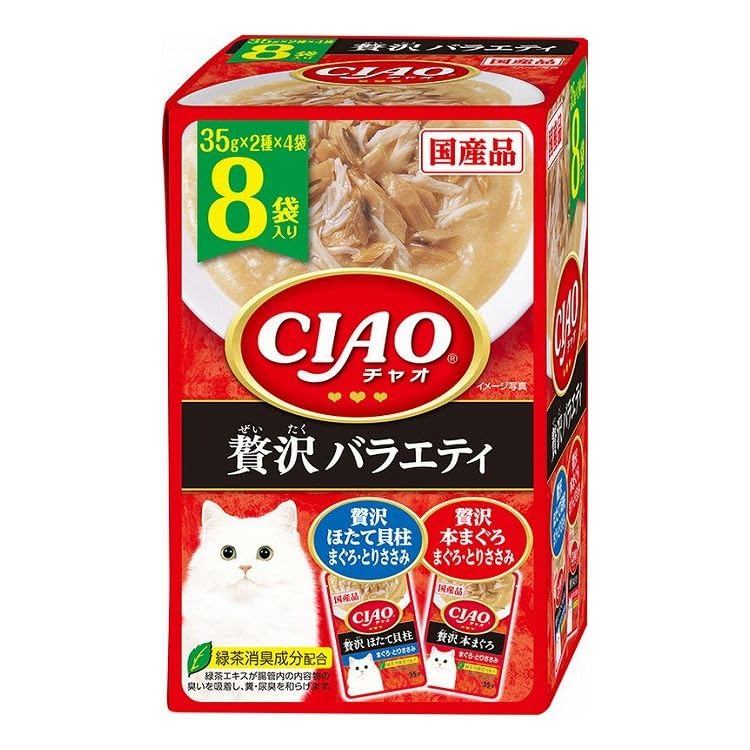 ชุด 4 ชิ้น Inaba Pet Food CIAO Pouch Luxury Variety x 8 bags
