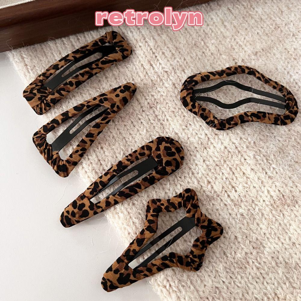 กิ๊บติดผม RETROLYN, กิ๊บติดผมเมฆหยดน้ํา, ผ้าลายเสือดาวแฟชั่น Square Barrette ผู้หญิง