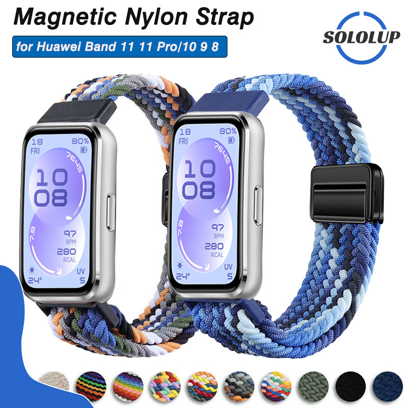 สายไนล่อนถักแม่เหล็ก for Huawei Band 11/11 Pro สายรัดข้อมือเปลี่ยนเข็มขัดกีฬายืดหยุ่น for Huawei Band 10 9 8