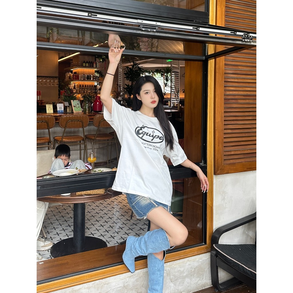 Louis Vuitton Louis Vuitton LV 24SS เสื้อยืดแขนสั้นพิมพ์ลายโลโก้รูปไข่ 30WX